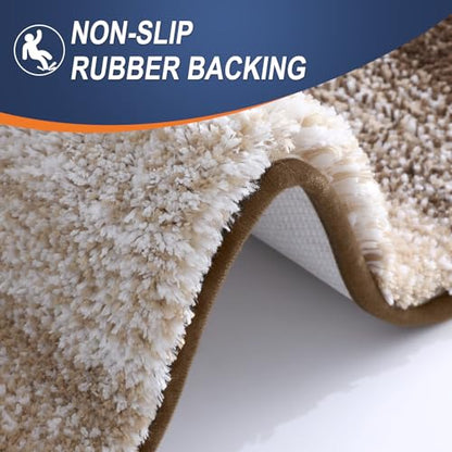 OLANLY Small Bathroom Rugs 24x16, Extra Soft Absorbent Microfiber Bath Rugs - color: Light Brown, size: 24" X 16"