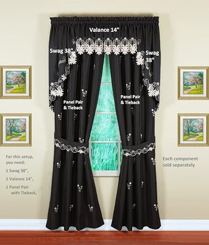 Today's Curtain Verona Reverse Embroidery Valance, 14", Black/Rose, 60" W X 14" L - color: Black/Rose, size: 60"W x 14"L (Pack of 1)
