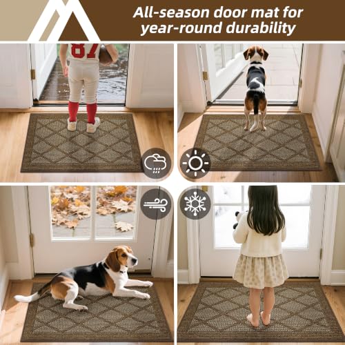 COSY HOMEER Non-Slip Door Mat 20"x32",Entryway Rugs Low Profile,Brown - color: Brown, size: 2'8" x 1'8" (Rectangular)