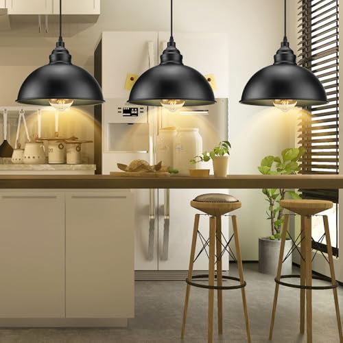 Plug in Pendant Light, 15FT Hanging Lights with Plug in Cord - color: Large black