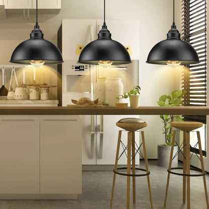 Plug in Pendant Light, 15FT Hanging Lights with Plug in Cord - color: Large black