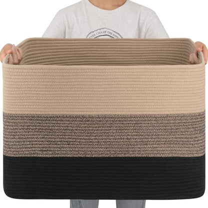 OIAHOMY 108L Extra Large Blanket Basket Dog Toy Basket Yellow Black - color: Yellow Black