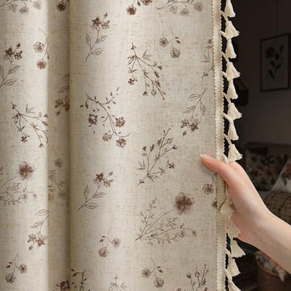 Boho Floral 100% Blackout Curtains 84 Inch 2 Panels Brown - color: Blackout Brown, size: 52"W x 84"L (Pack of 2)