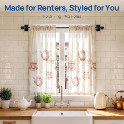 ENJOYBASICS Curtain Rods No Drilling for Renter, 28-47" Adjustable, Black - color: Black, size: 27-52"