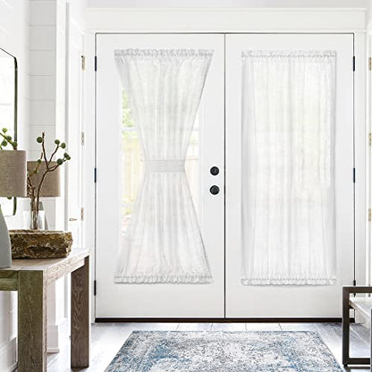 jinchan Linen Textured Door Curtain 72 Inch Farmhouse 1 Panel White - color: Sheer | White, size: 50"W x 72"L (Pack of 1)