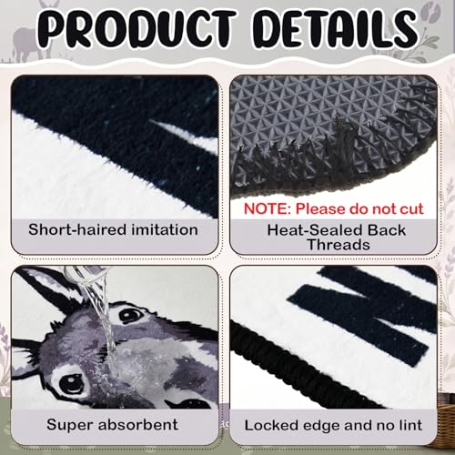 Drydiet U Shaped Toilet Rug Washable Cute Bath Mat 24x20,Donkey - style: Donkey