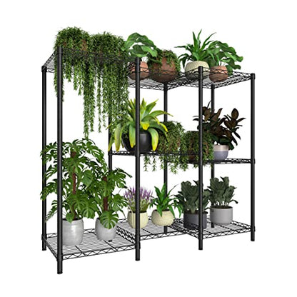 Xiofio 8-Tier Plant Stand for Indoor Outdoor,Multiple Plants Plant Rack,Adjustable Plant Stand Suitable for Bedroom Living Room Balcony Garden,Black