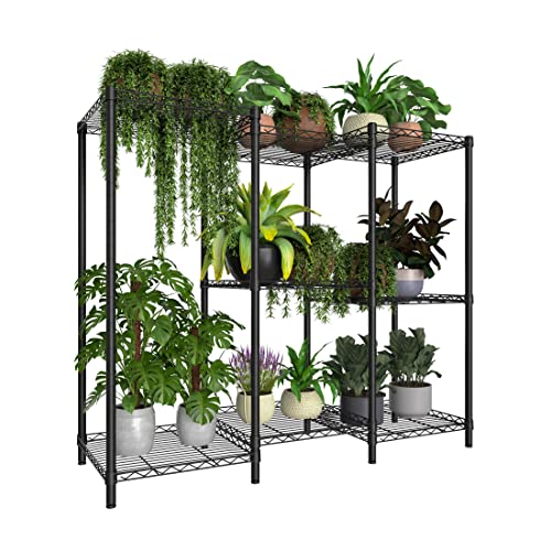 Xiofio 8-Tier Plant Stand for Indoor Outdoor,Multiple Plants Plant Rack,Adjustable Plant Stand Suitable for Bedroom Living Room Balcony Garden,Black