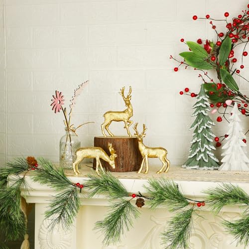 Lulu Home 3 PCS Christmas Reindeer Figurines, Peer (Textured) - style: 3 Peers with Texture