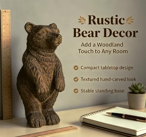 Rustic Bear Statue Shelf Decor - color: Black-brown