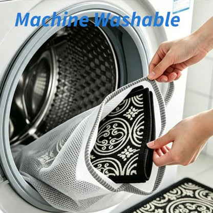 Kitchen Rug Non Slip Washable 24x71 Absorbent Black Runner - size: 24''×71''