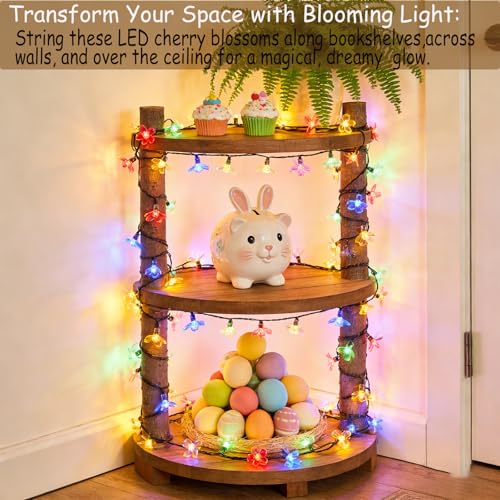 Pastel Easter Flower String Lights, 33ft 100 LED USB Powered with Timer - color: Multicolor