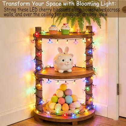 Pastel Easter Flower String Lights, 33ft 100 LED USB Powered with Timer - color: Multicolor