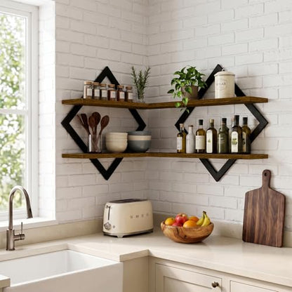 2 Pack Floating Wall Shelves for Indoor Plants, 2-Tier Wall Plant Holder - size: 2-Pack