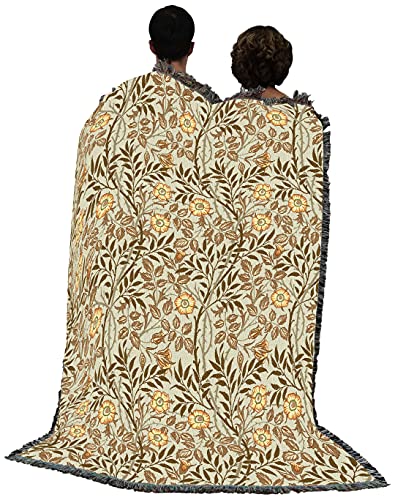 Pure Country Weavers William Morris Sweetbriar Mandarin Blanket - Arts & Crafts - Gift Tapestry Throw Woven from Cotton - Made in the USA (72x54) - color: Mandarin, size: Large