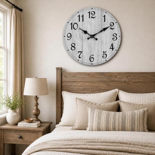 16 Inch Wall Clock, Silent Battery Operated Analog Clock, Grey - color: B-grey Retro, size: 16"
