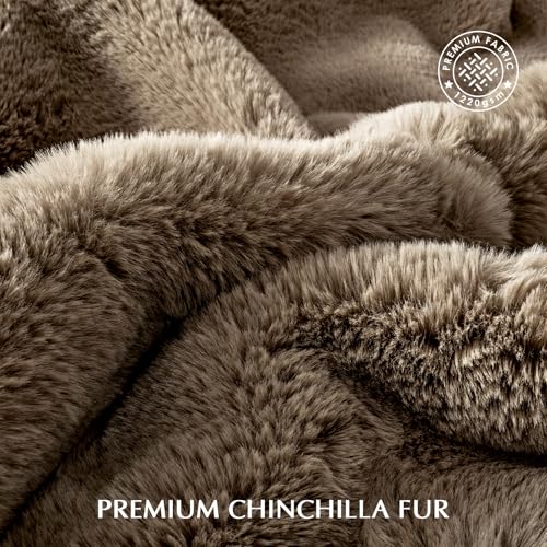 EverGrace Faux Chinchilla Fur Throw Blanket, 50"x60", Tawny Mink - color: Tawny Mink, size: 50"x60"