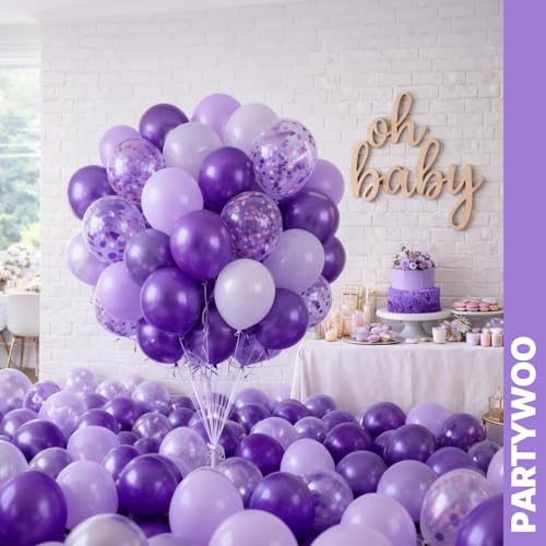 PartyWoo Purple Balloons 66pcs 12 Inch Light Purple Lilac Lavender Balloons - color: Purple-3318