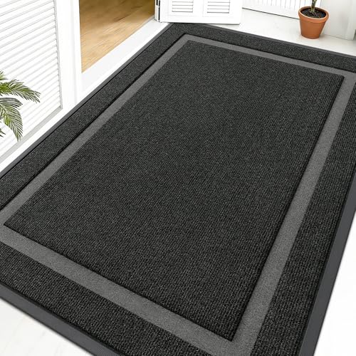OLANLY Front Door Mat Outside 59x40, All-Season Heavy-Duty Rubber Doormat - color: Black, size: 59" x 40"