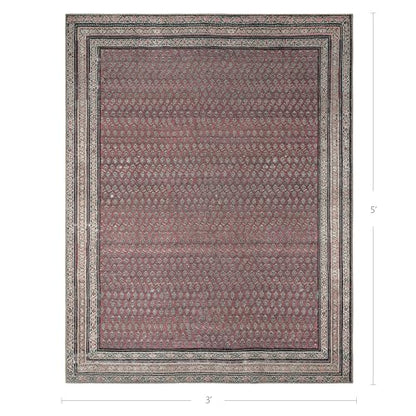 Rusty Rhythm 3' x 5' Burgandy Accent Rug - Persian-inspired design - size: 3' x 5' (Rectangular)