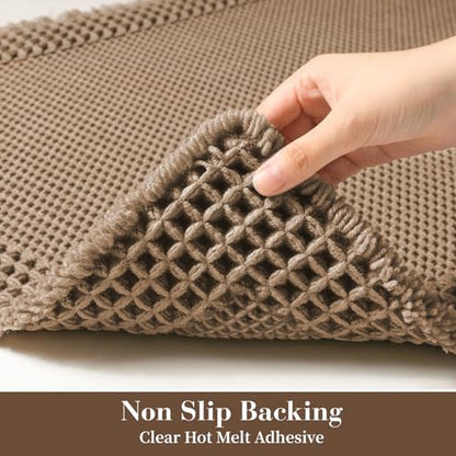 RESARE Waffle Bathroom Runner Rugs, Non Slip Boho Bath Mat 24"x60" Brown - color: Brown, size: 2' X 5'