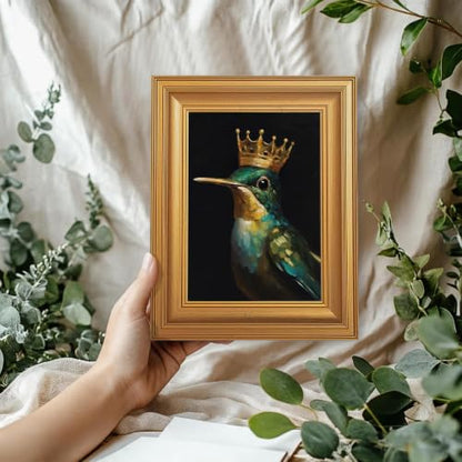 EJPFOGV Luxury Hummingbird with crown Framed Canvas Wall Art 8x10 inches - color: Crown, size: 10"L x 8"W