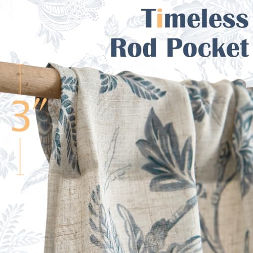 jinchan Floral Valance Curtain Linen 16 Inch Farmhouse 1 Panel Blue - color: Jacobean | Blue, size: 50"W x 16"L (Pack of 1)
