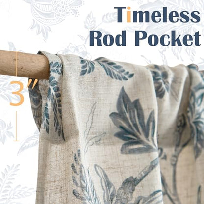 jinchan Floral Valance Curtain Linen 16 Inch Farmhouse 1 Panel Blue - color: Jacobean | Blue, size: 50"W x 16"L (Pack of 1)