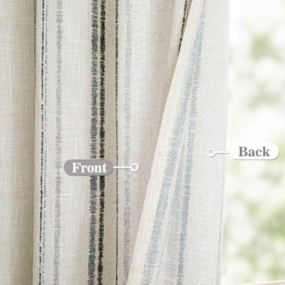MYSKY HOME Grey Striped Linen Curtains for Living Room 90 Inches 2 Panels - color: Grey, size: 52"W x 90"L (Pack of 2)