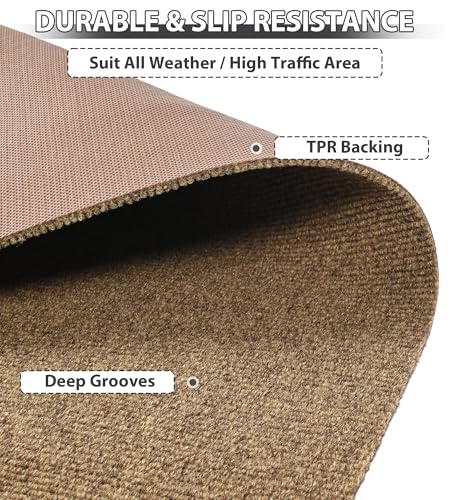 jxgzyy Outdoor Runner Rug 2'11" x 9'10" with Scraper Pile - color: Brown, size: 2'11" x 9'10" (Rectangular)