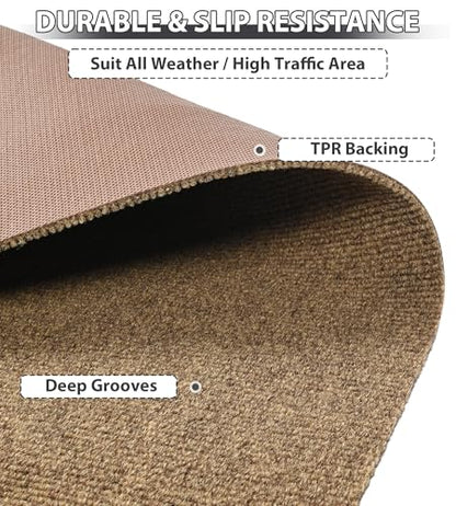 jxgzyy Outdoor Runner Rug 2'11" x 9'10" with Scraper Pile - color: Brown, size: 2'11" x 9'10" (Rectangular)