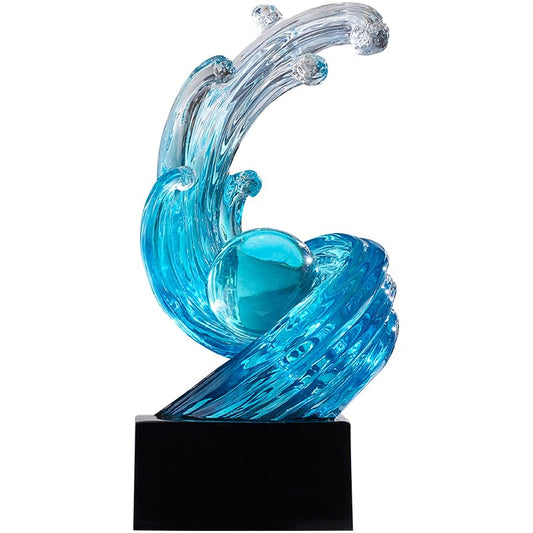 Modern Abstract Decorative Wave Statue, Blue Abstract Art Home Decor,Crystal Ball Art Wave Resin Sculpture, Office Desk Stand, Dining Table Center Decorative Aesthetics(B,Light-Blue) - color: Light-blue, size: B