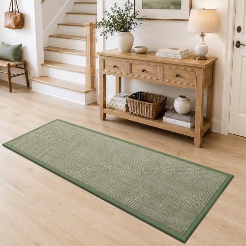 DEXI Ultra Thin Hallway Runner Rug 24x72, Non Slip Entryway Rugs,Green - color: Green, size: 24" X 72" (Runner)