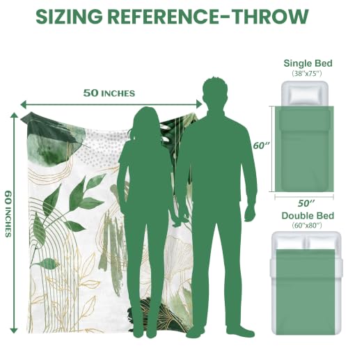 Sage Green Leaf Throw Blanket, 50x60 in - color: Green, size: 50"Wx60"L