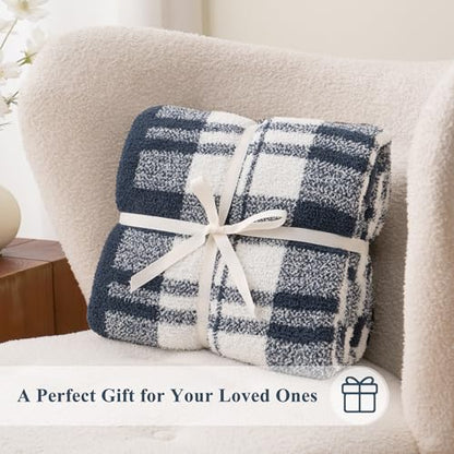 Battilo Navy Blue Checkered Throw Blanket, 50"x60" - color: Navy