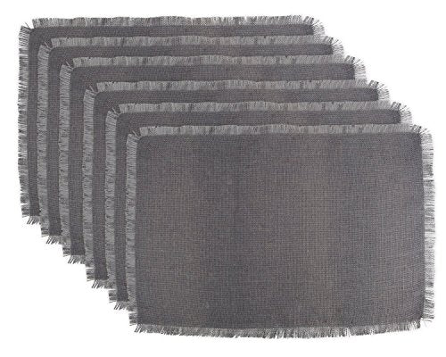 DII Jute Burlap Collection Kitchen Tabletop, Placemat Set, 13x19, Solid Gray, 6 Count - color: Solid Gray, size: Placemat Set, 13x19"