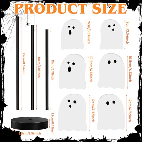 Briwooody 6 Pcs Halloween Table Decorations Cute Ghost Wooden Signs - style: Ghost