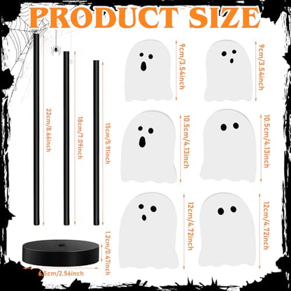 Briwooody 6 Pcs Halloween Table Decorations Cute Ghost Wooden Signs - style: Ghost