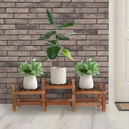 3 Tier Plant Stand Indoor,Wood Low Plant Bench for Multiple Plants