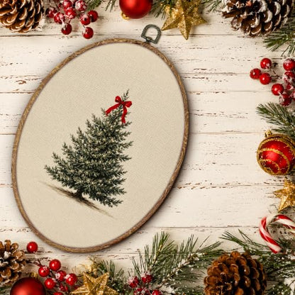 Yorhifa Red Bow Christmas Tree Framed Wall Art 8.5x11.5in - color: red bow