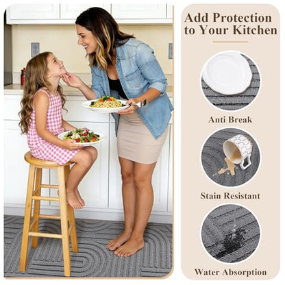 U'Artlines Kitchen Rugs and Mats Set of 3, Grey 20x32+20x48+20x59 - color: Grey