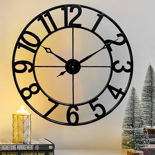 CLXEAST Oversized 30 Inch Wall Clock for Living Room, Arabic Numeral - color: Black Arabic Numeral, size: 30 Inch