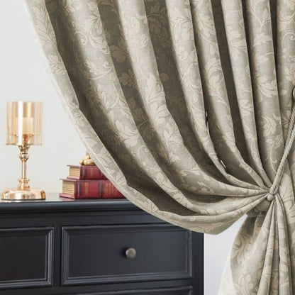 jinchan Grey Floral Curtains 84 Inch Room Darkening Grommet 2 Panels - color: Grey, size: 50"W x 84"L (Pack of 2)