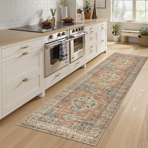 Lahome Oriental Hallway Runner Rug, 2.5x8 Kitchen Runner Non Slip - color: Terracotta, size: 2.5' x 8' (Runner)
