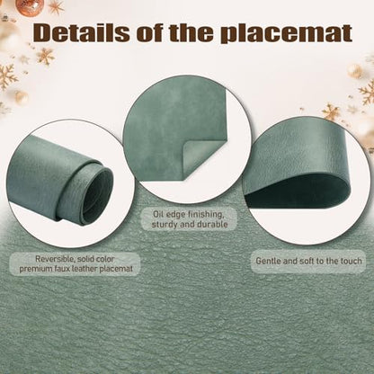 UnivoColors Placemats,Heat Resistant Placemats Set of 4 Washable 12 x 17 Inch,Waterproof Table Mats,Wipeable Pu Place Mats for Kitchen,Dining Room.Blue Grey - color: Washed Blue Grey