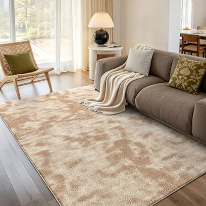 4x6 Tie-dye Beige Area Rug Washable Non-Slip Soft for Bedroom Living Room - color: 01 Tie-dye Beige, size: 4' x 6' (Rectangular)