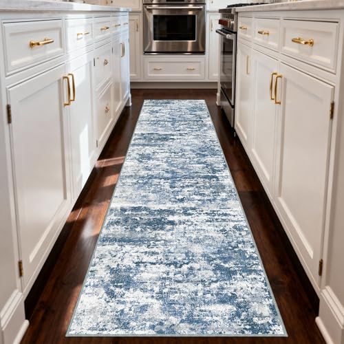 2.6x8 ft Wide Rug Runners for Hallways Non Slip, Kitchen Runner Rug, Blue - color: Abstract-blue, size: 2'7" x 8' (Runner)