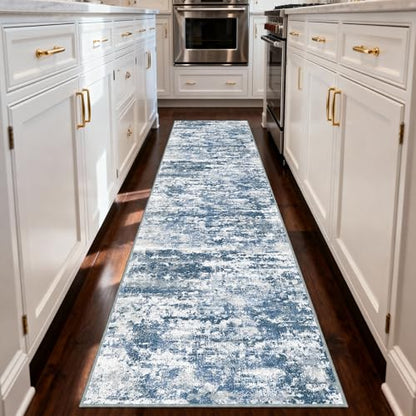 2.6x8 ft Wide Rug Runners for Hallways Non Slip, Kitchen Runner Rug, Blue - color: Abstract-blue, size: 2'7" x 8' (Runner)