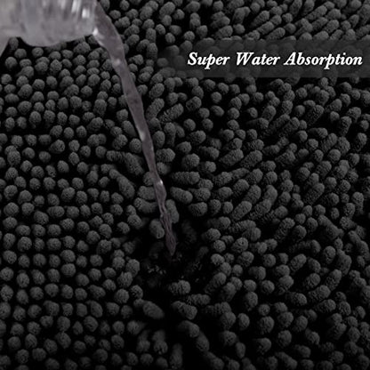 Non-Slip Bath Rug,Extra Soft Microfiber Bedroom Shag Carpet with Anti-Slip Backing,Water/Dust Absorbent Fast Dry Shower Mat,Sound Insulated Stairs Pad,Machine Washable (Black,19 x 31 Inches) - color: Black, size: 19"x31"