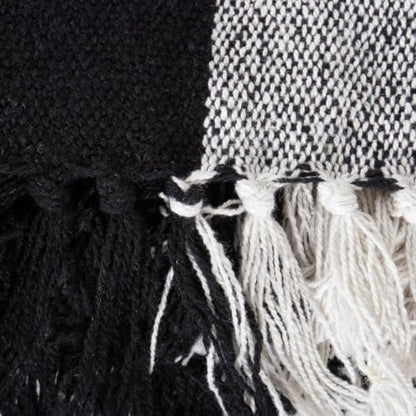DII Buffalo Check Collection Rustic Farmhouse Throw Blanket with Tassles, 50x60, Black/White - color: Black/White, size: 50x60"